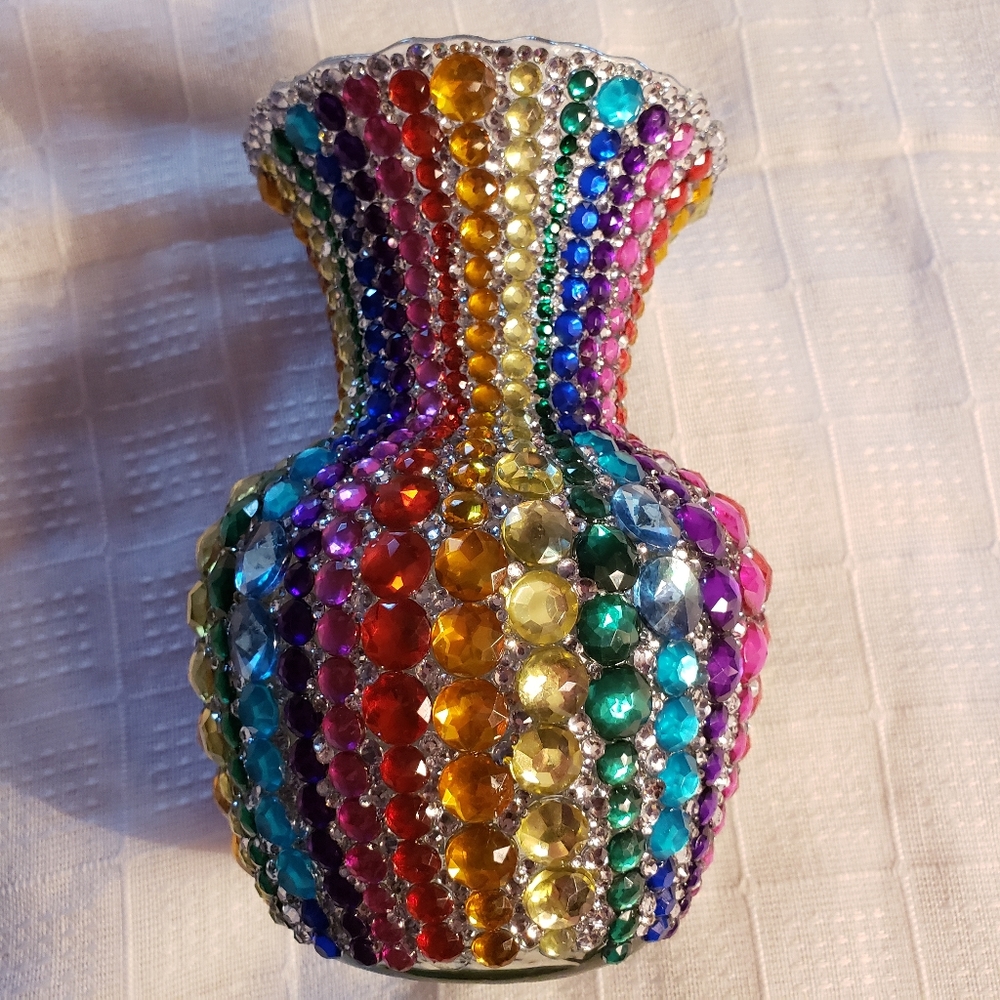 Rainbow rhinestone vase - Picture 4 of 8